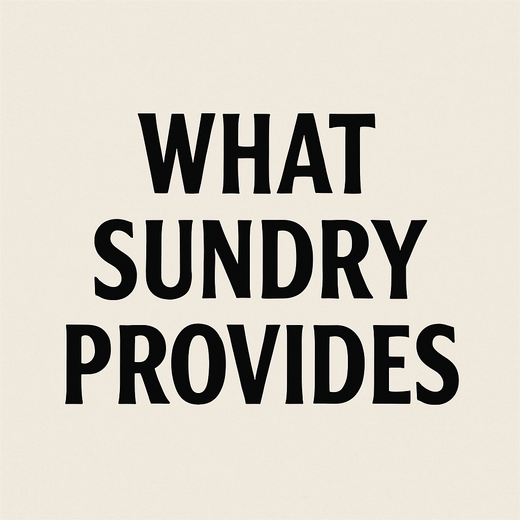 WHAT SUNDRY PROVIDES  Just the words